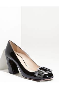 prada heels gold|Prada buckle sculpted heel pump.